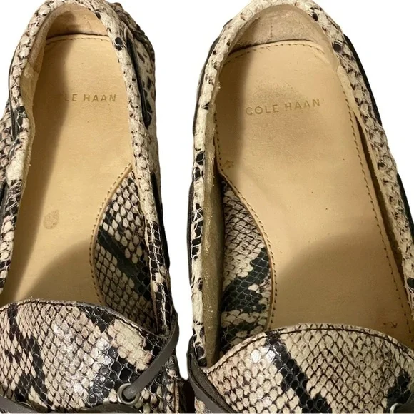 Cole Haan Garnet Leather Snakeskin Driving Mocs Loafers Flats Tassel Size 7.5 - Picture 12 of 15